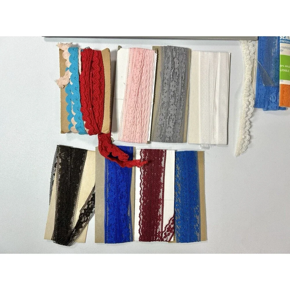 Vintage Ruffled Lace Trim Lot Stretch Craft Fabric Unknown Measurements